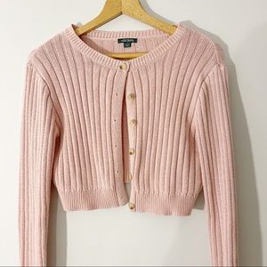 Wild Fable Cropped Sweater Cardigan Blush Pink Size Large